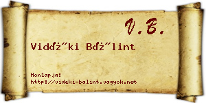 Vidéki Bálint névjegykártya