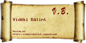 Vidéki Bálint névjegykártya